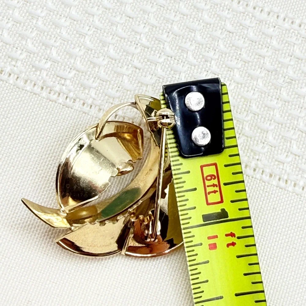 Vintage Signed DOUBLE RW Greek Key Leaf Foliage Coil Spiral Open Work Pin Brooch